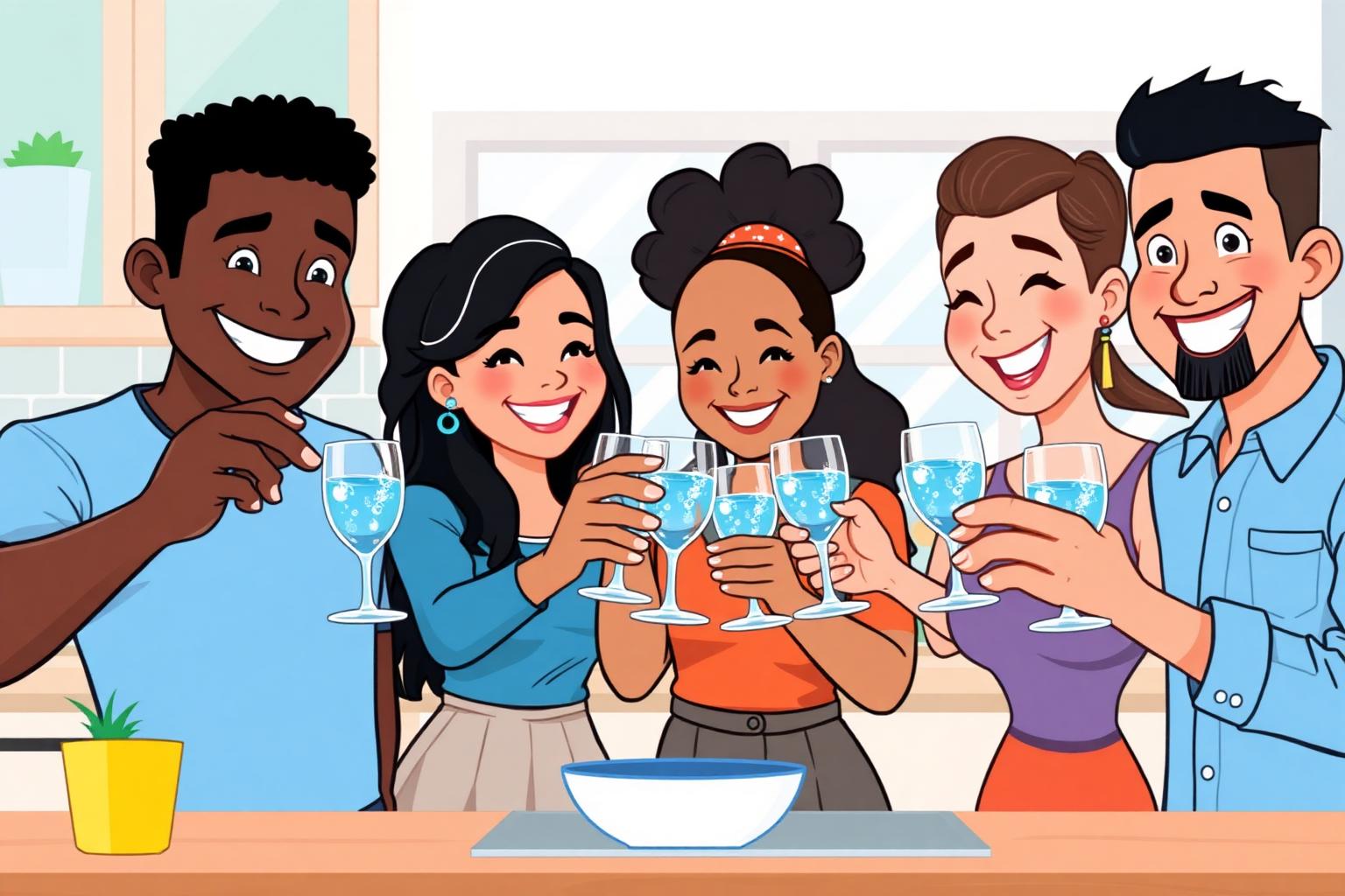Clean water pouring into a glass